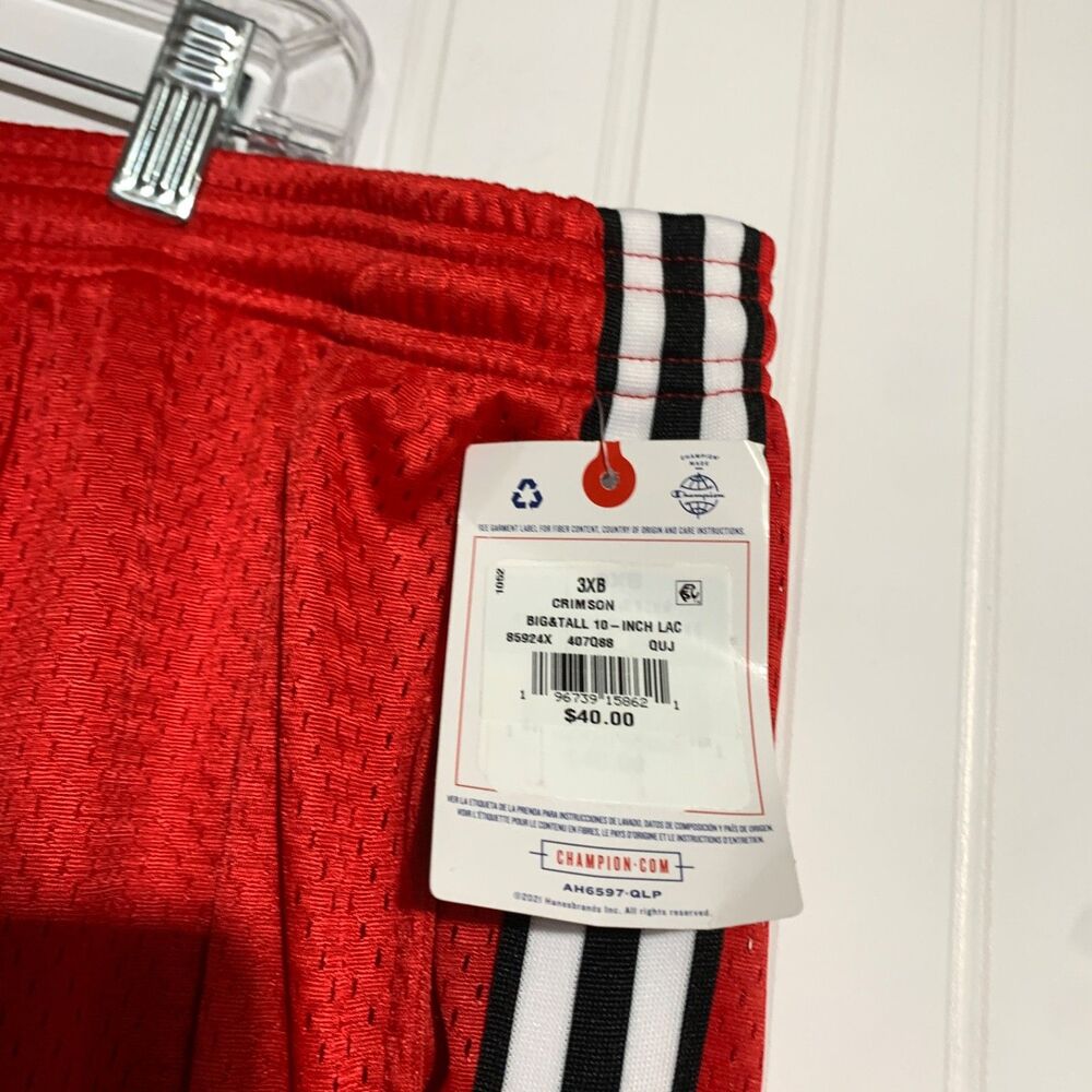 Champion New Men's Red Shorts Size 3XB Big & Tall With Pockets Gym Athletic Mesh - Picture 2 of 7
